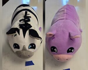 V95 Flip A Zoo Mushmillows Havana Hippo & Zealand Zebra Reversible Plush NWOT